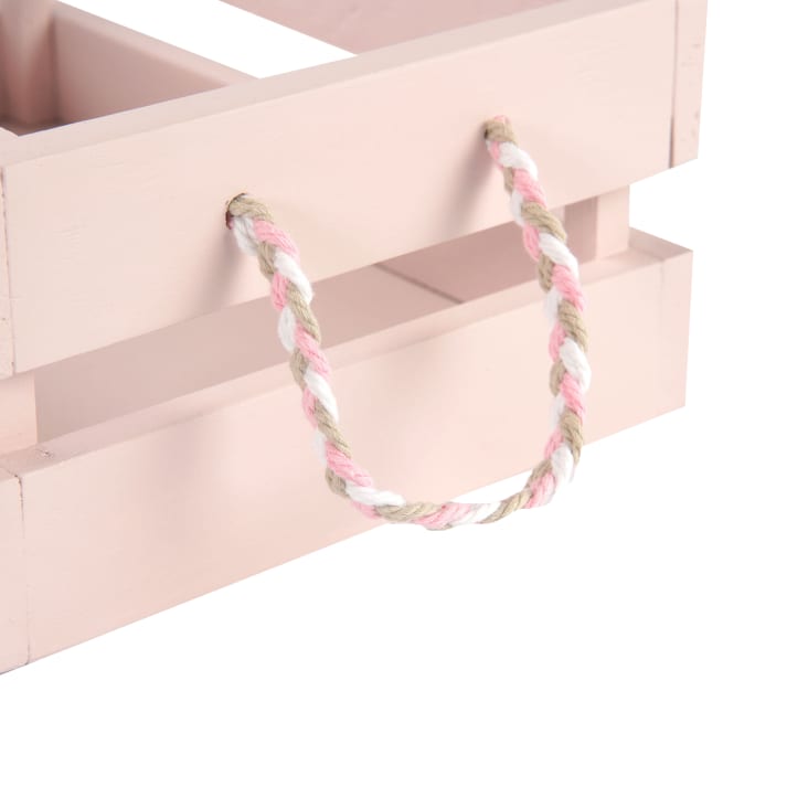 Caja almacenaje infantil artesanal madera pino rosa 39x29x15 cm Infantil