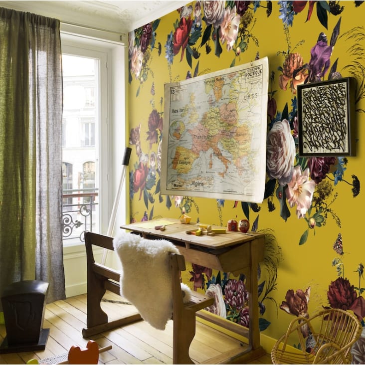 Papier peint intissé Mur végétal Rosiers 1005 x 52cm Multicolore