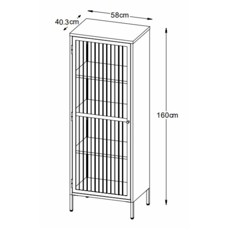 Colonne de rangement 1 porte en verre strié et métal H160cm - BJORN