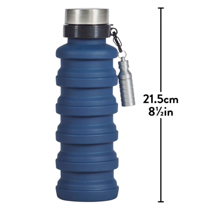 Gourde pliable et mini lampe de poche 470ml silicone bleu