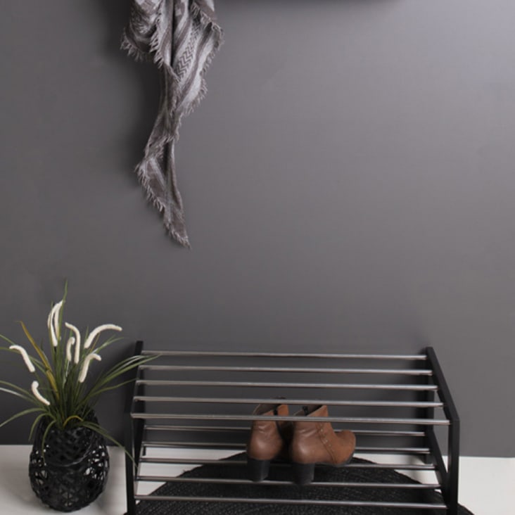 Meuble à chaussures en bois et métal noir-Padova cropped-6