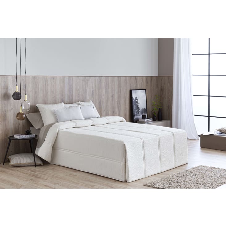 Edredón confort acolchado relleno 200 gr hojas blanco cama 135 cm PEDRAZA