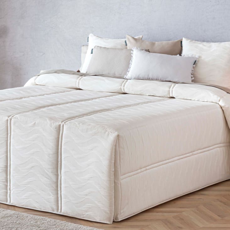 Edredón confort acolchado 200 gr jacquard beige cama 105 (190x265