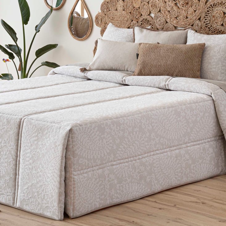 Edredón confort acolchado 200 gr jacquard gris cama 135 (190x265