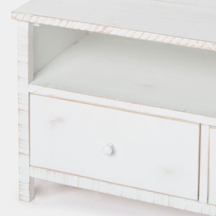 Mueble recibidor de estilo natural en madera reciclada color blanco Evan
