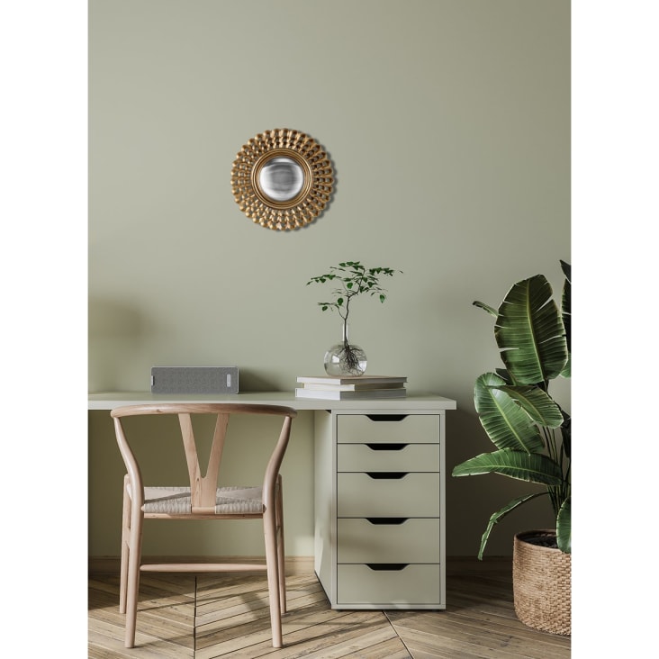Miroir convexe 30 cm doré avec touches rouges