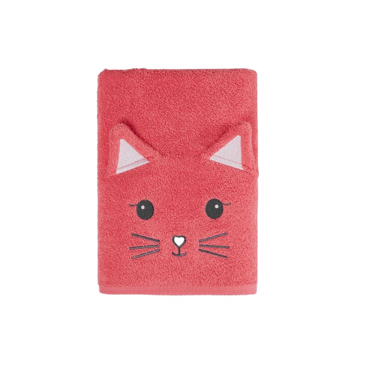 Drap de bain enfant  framboise-Misty le chat