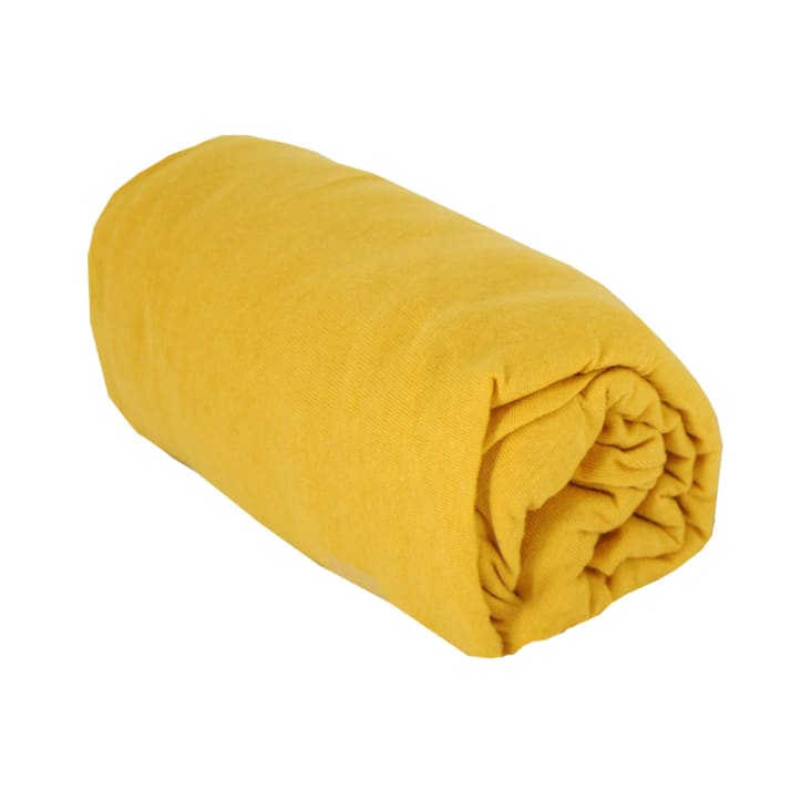 Drap-housse bébé jaune en coton 70x140 cm