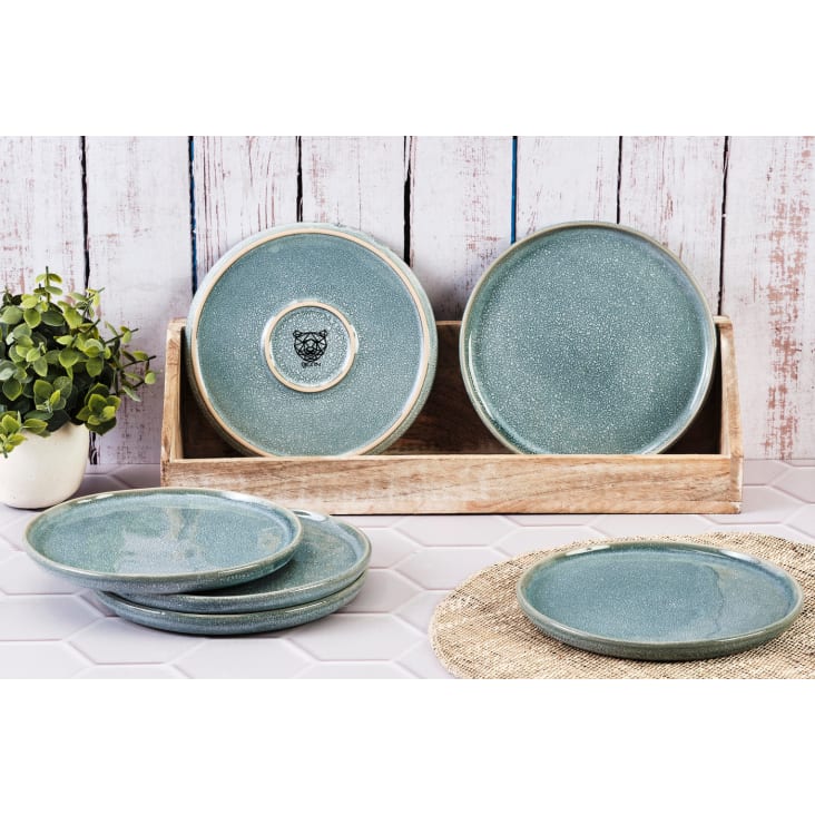 Assiettes Desserts Cosy & Trendy Oona Sand - Lot De 6 En Grès - D20.8cm - Vert
