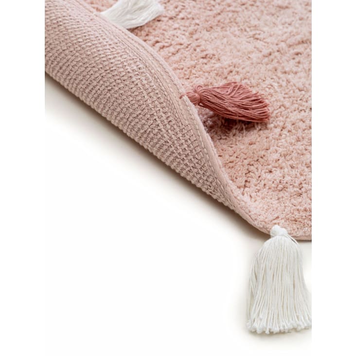 Alfombra infantil lavable de Algodón Pequeñas Olas rosa/ gris / marrón  120x160 cm