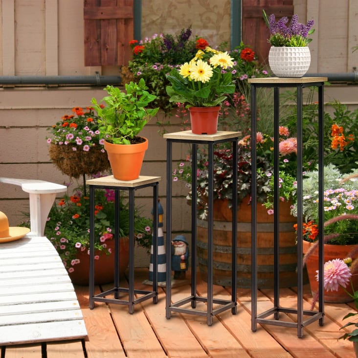 Étagère à pots de jardin / terrasse, métal, Large Noir Shelf, L78,9xl5 –  SomProduct France