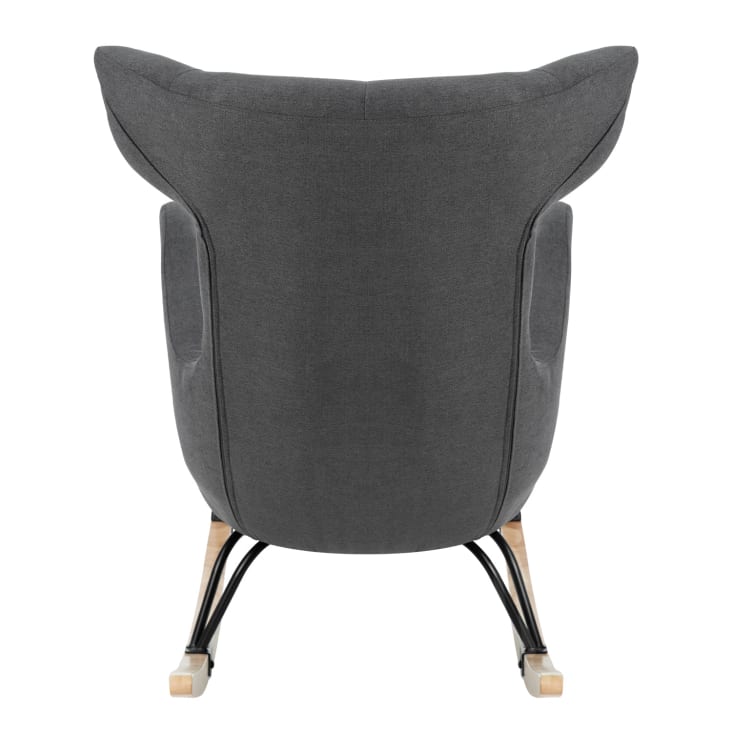 Silla mecedora de terciopelo azul turquesa/madera clara/negro ELLAN 