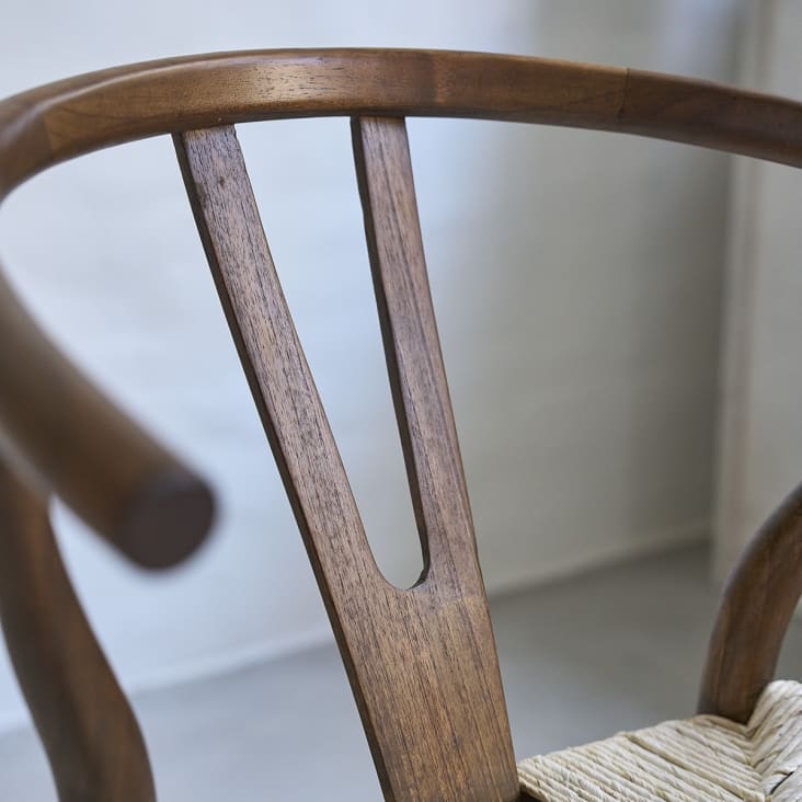 Chaise en bois de mindy assise tissée, mobilier de salle à manger