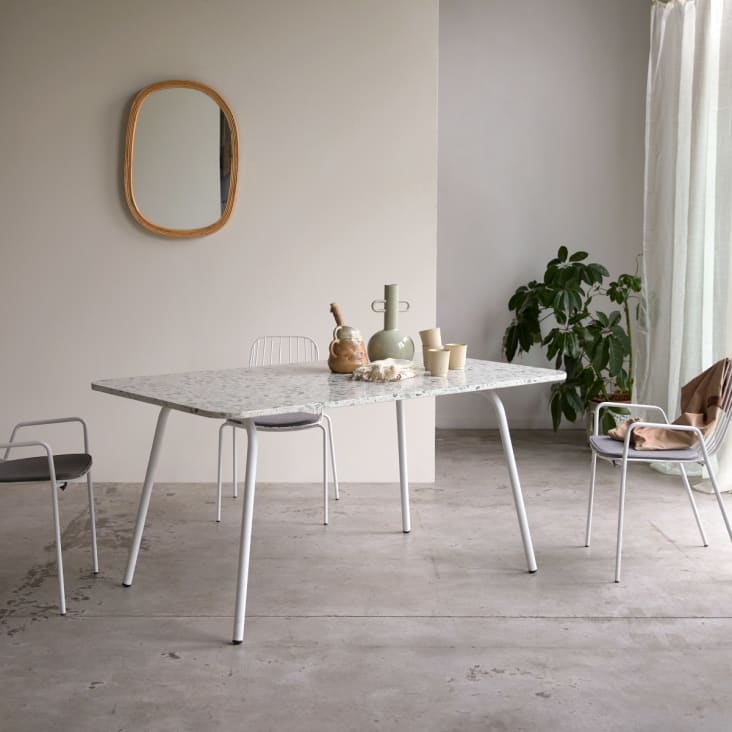 Table rectangulaire en terrazzo premium et métal green 4-6 pers. ELIO