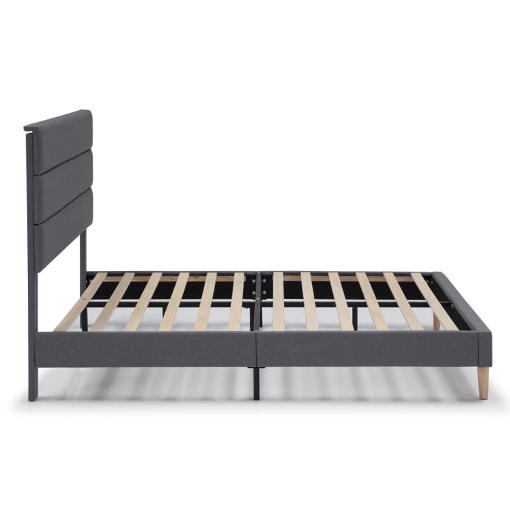 Estructura de Cama tapizada de 30 cm, 135/140x190 cm, Gris oscuro AROMA