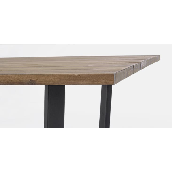 Tavolo quadrato moderno in acciaio nero e doghe in legno 130 cm