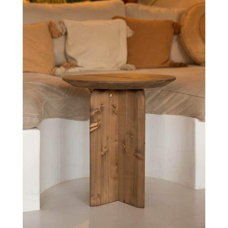 Mesa auxiliar de sofá con 3 contenedores de madera Roble SIDE TABLE
