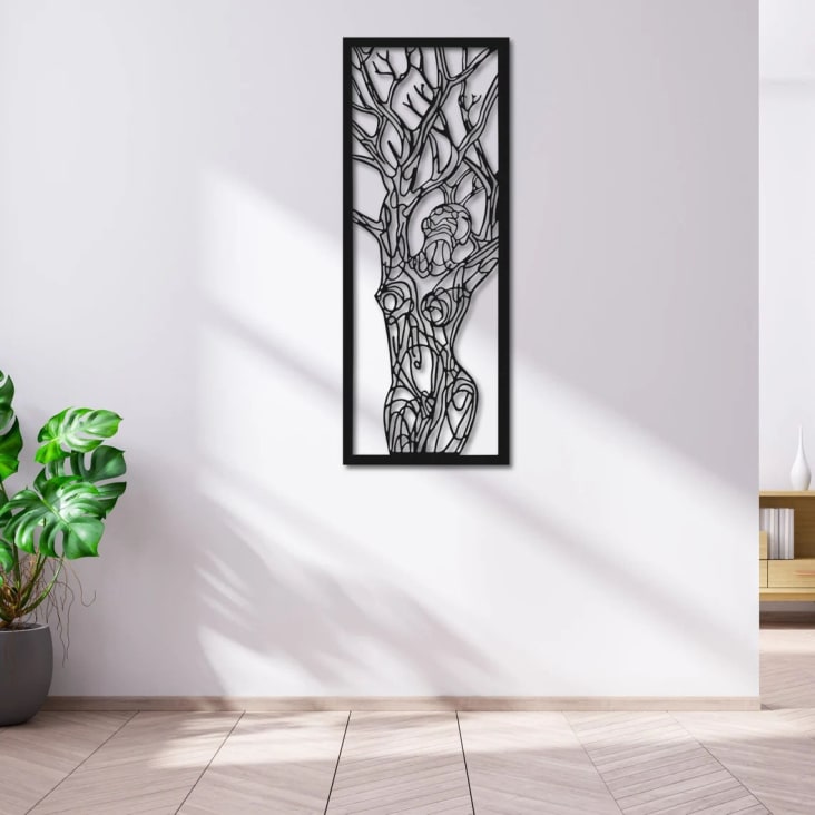 Maisons Frau aus | MINIMALISTE schwarz Wanddekoration Metall, Monde des Baum cm, 116x43 Lebens du