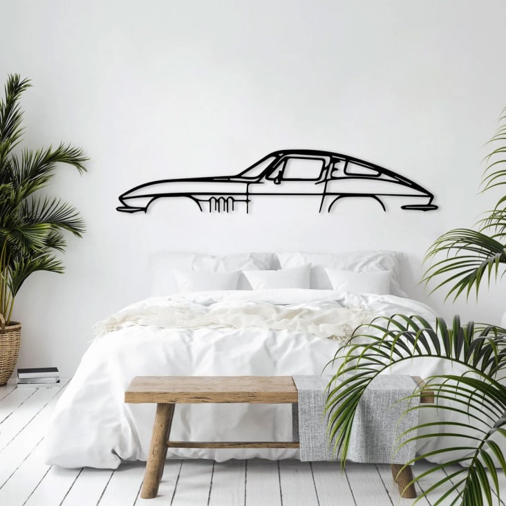Décoration murale voiture corvette classic en métal noir 60x11 cm VOITURE