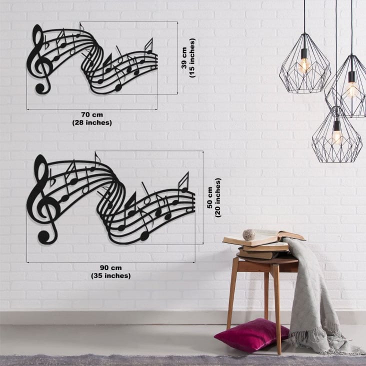 Wanddekoration Musiknoten aus Metall, 90x50 cm, schwarz | Maisons du Monde