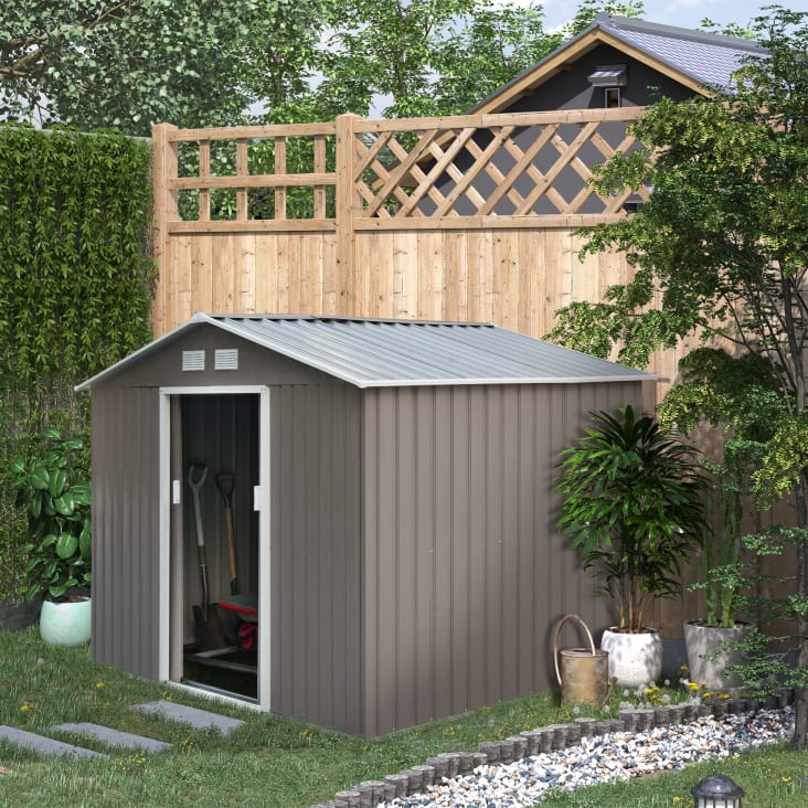Cobertizo de almacenamiento de acero para jardín, 6 x 4 pies, casa de  herramientas con rejillas de ventilación, casa de almacenamiento de jardín