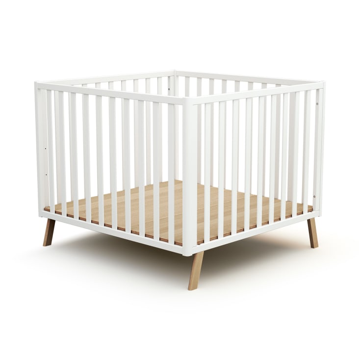 Umwandelbarer Laufstall Baby Holz WeiB 100 x 100 cm Confort Maisons du Monde