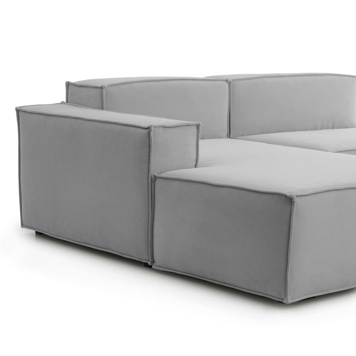 Canapé d'angle 3 places en tissu gris-Dflori cropped-4