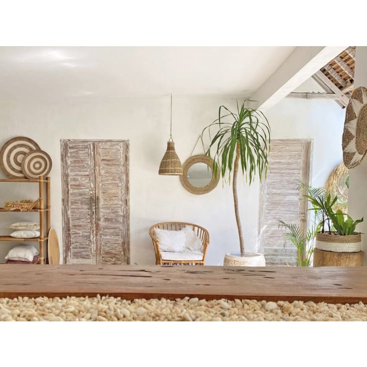 Mueble recibidor/escritorio de estilo contemporáneo en ratán natural Tahiti
