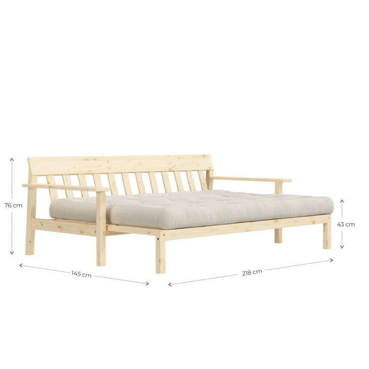 Canapé-lit futon 2 fonctions en lin avec coussins Lounge pour 2 à 3 places