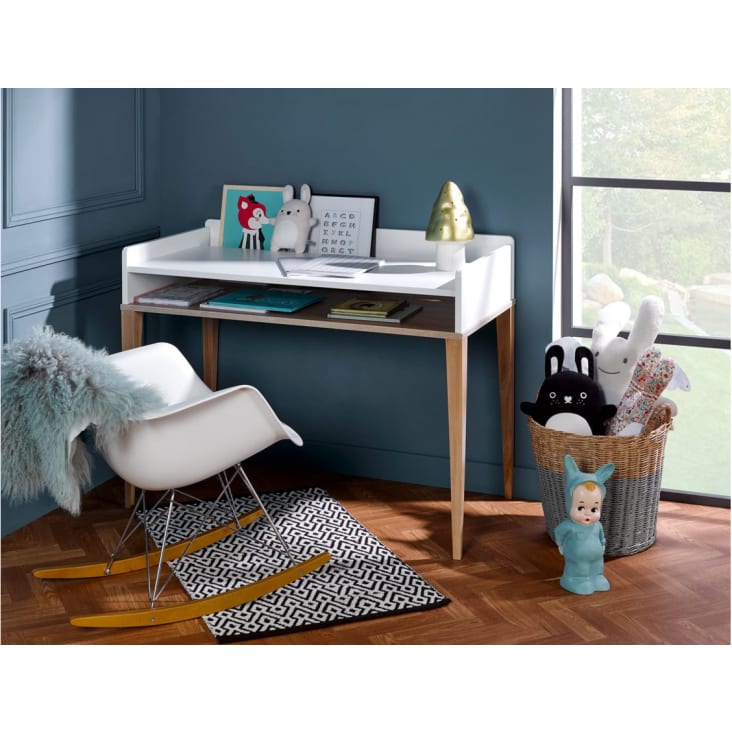Bureaux, meubles et rangements, PRADO bureau blanc mat avec 1 tiroir et 1  caisson
