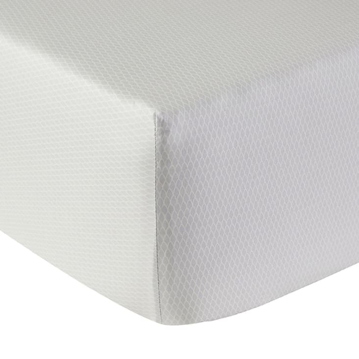 Drap housse percale blanc 180x200 cm-Impression cropped-2