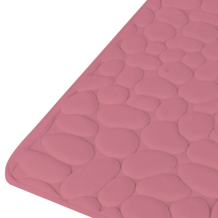 Tapis de bain mémoire de forme motifs galets rose 50x80cm cropped-3