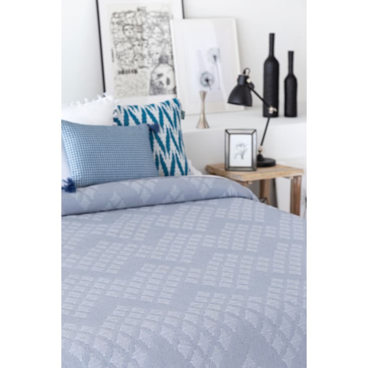 Colcha jacquard verano cubrecama entretiempo cama 105 cm azul
