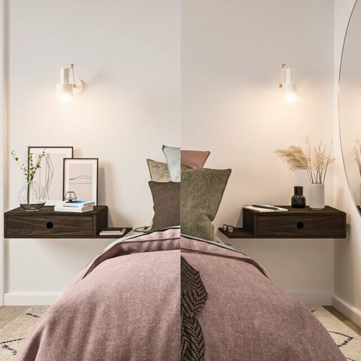 Comodino Sospeso Moderno Con Cassetto - Mensola Galleggiante Per Camera Da Letto, Bianco