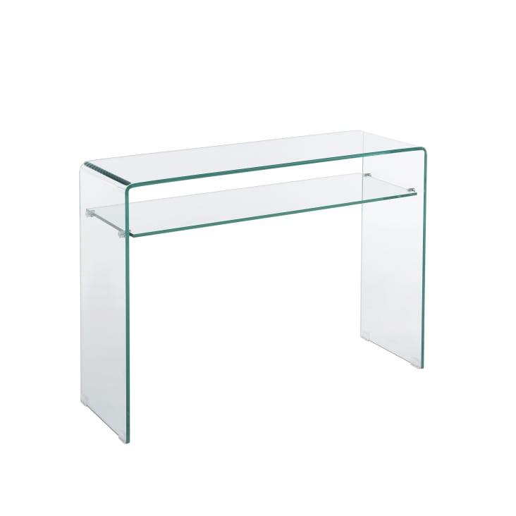 Console verre trempé transparent double plateau GINZA | Maisons du Monde