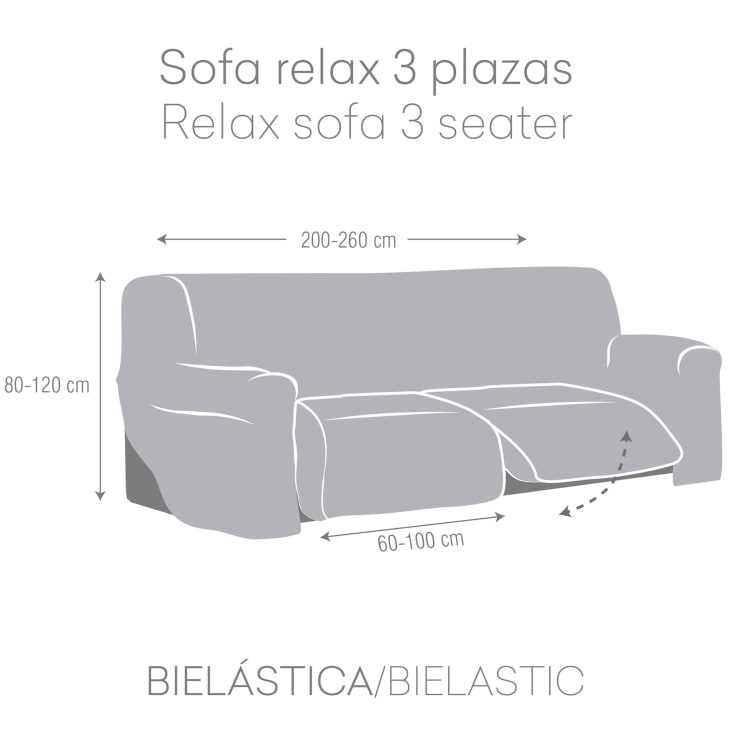 Funda Sofá Relax Bielastica Adaptable 2 Plazas (150-200 cm) Marrón ROC