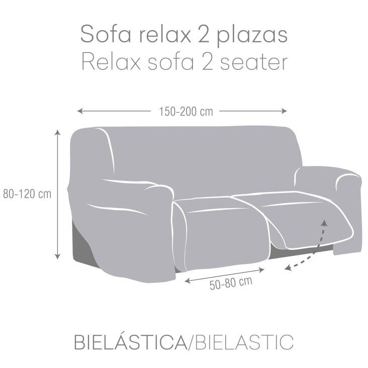 Funda Sofá Relax Bielastica Adaptable 2 Plazas (150-200 cm) Granate ROC