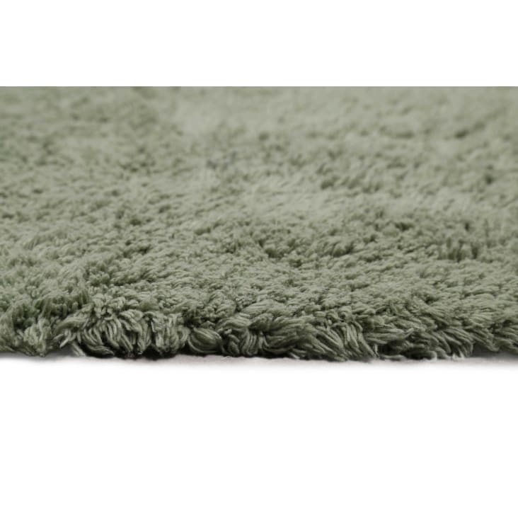 Tappeto da bagno in cotone pelo lungo verde cachi 55x65 Ole