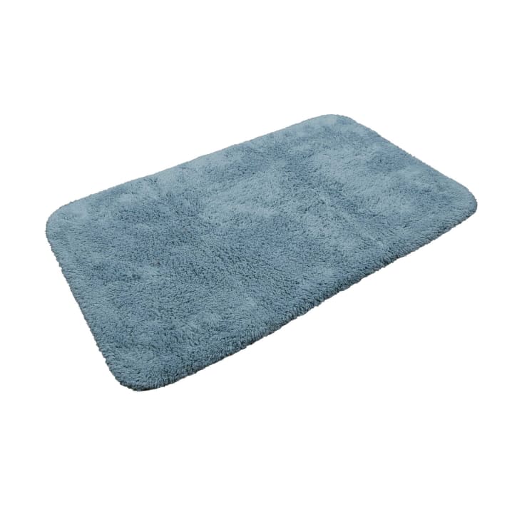 Tappeto da bagno in cotone pelo lungo grigio-blu 60x100 Ole
