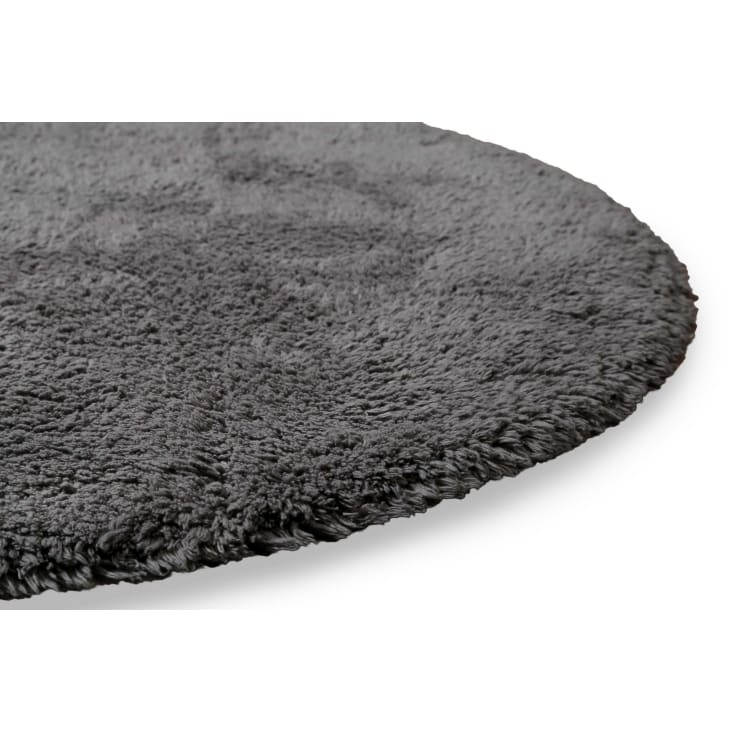 Tappeto da bagno tondo in cotone pelo lungo grigio Ø90 cm Ole