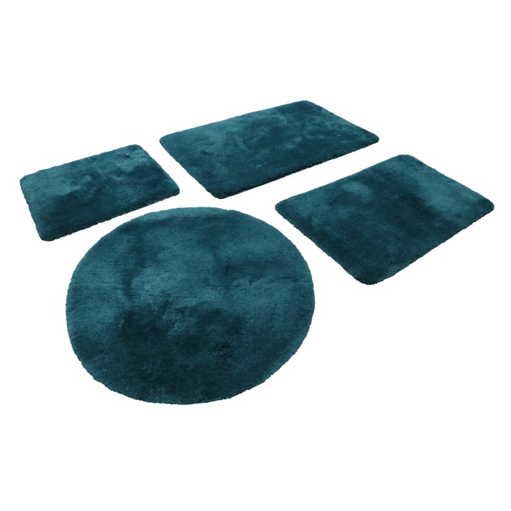 Tapis de bain microfibre très doux uni bleu vert pétrole 60x100-Porto azzurro cropped-5