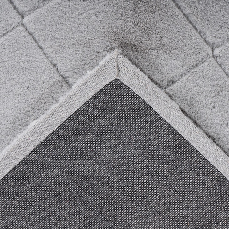 Tapis 120x170 cm à motifs losanges en coton beige et gris