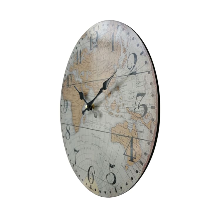 Orologio con stampa mondo in legno marrone e grigio O 33 8 cm Maisons du Monde