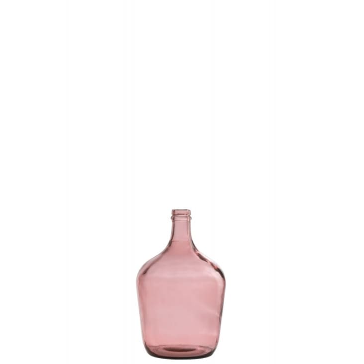 Vase bonbonne JEANNE en verre givré rose - Grand modèle - H. 45 cm