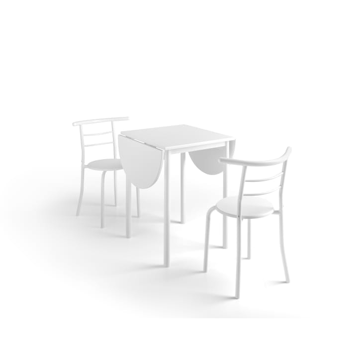 Conjunto de cocina eva mesa y 2 sillas blanca. Patas lacadas blanco. CMC