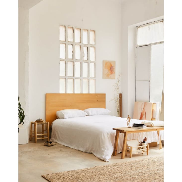 Testiera letto in legno massiccio naturale per letto da 135 cm Nala