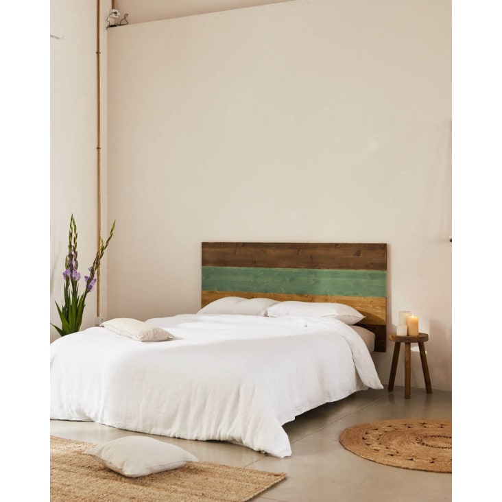 Cabecero de cama de madera color marrón claro para cama de 180 cm