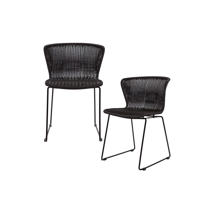 2er Set Gartenstühle aus Kunststoff und Rattan, schwarz Wings | Maisons du  Monde