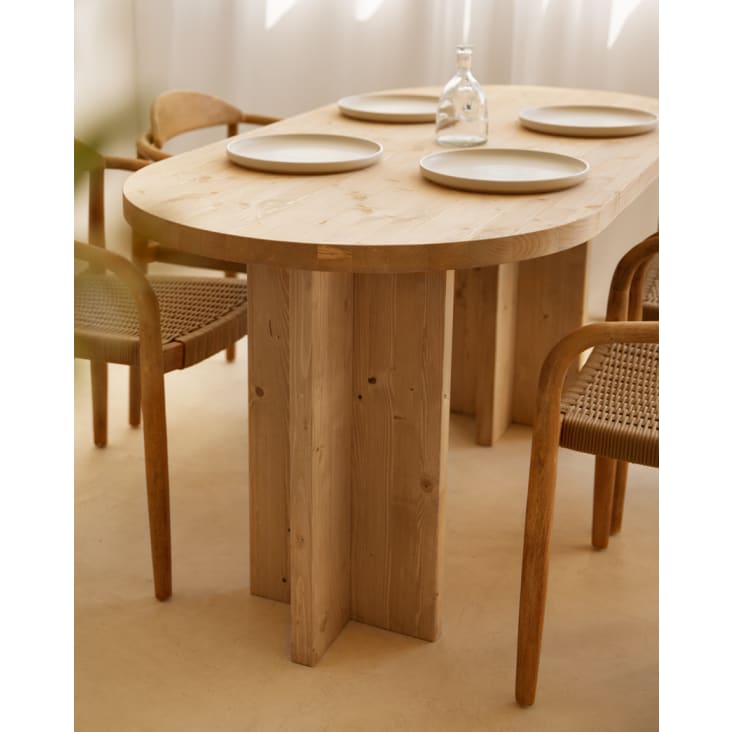 Soldes - Table ovale extensible en épicéa massif 10 à 12 personnes