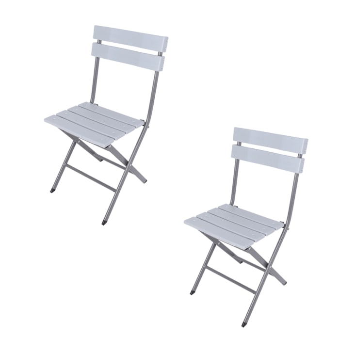 Lot de 2 chaises de jardin pliantes en plastique gris-SOLE
